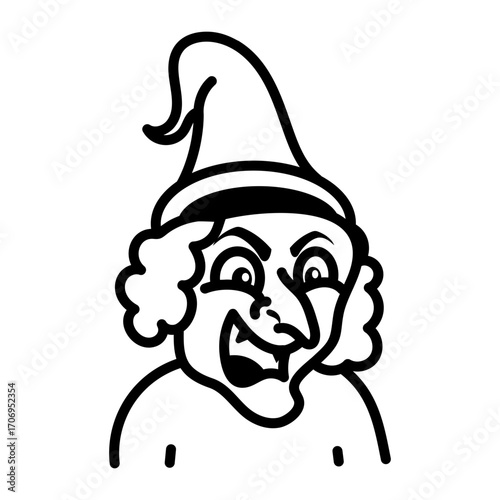 A drawing style icon showing a scary witch
