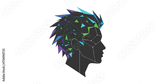 A stylized illustration of a human head in profile with a vibrant, multicolored hair design on a clean white background, celebrating National hair Day.