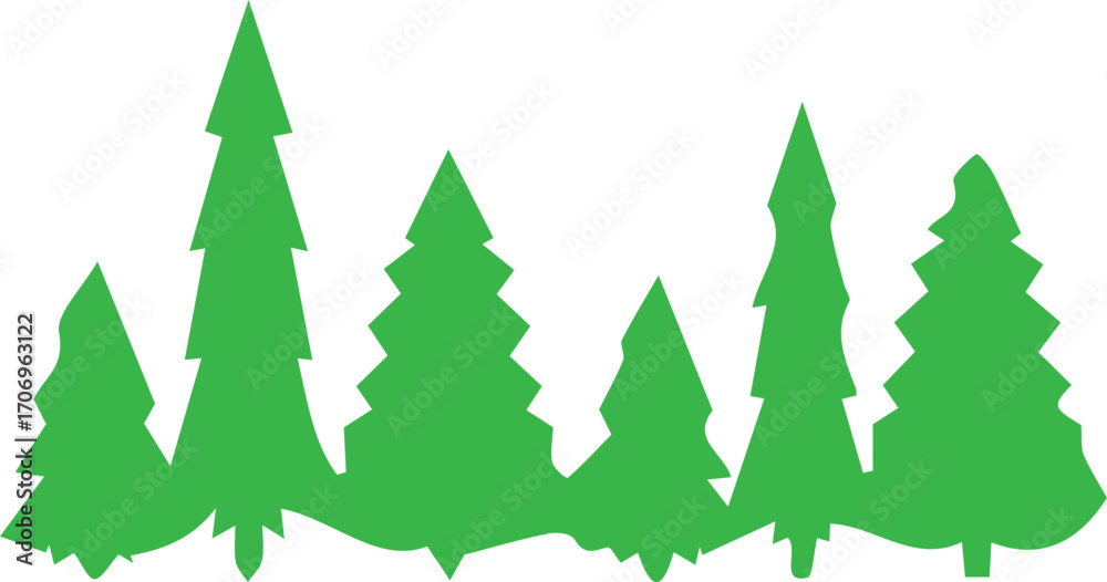 Obraz premium Green evergreen trees forest silhouette nature