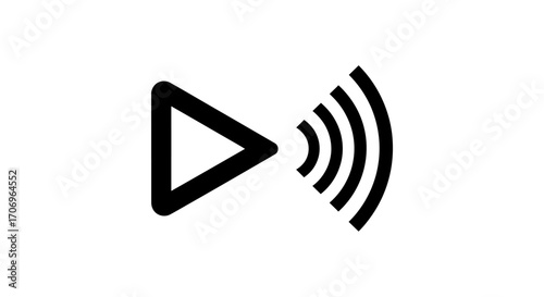 A black play button icon with sound waves on a white background, symbolizing International music Day with a minimalist and modern design.