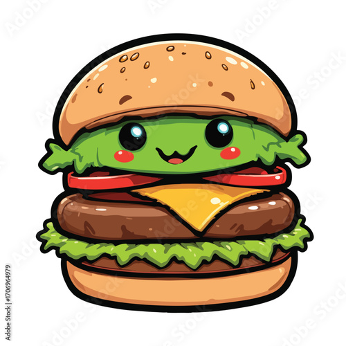 Cute Cartoon Burger Illustration