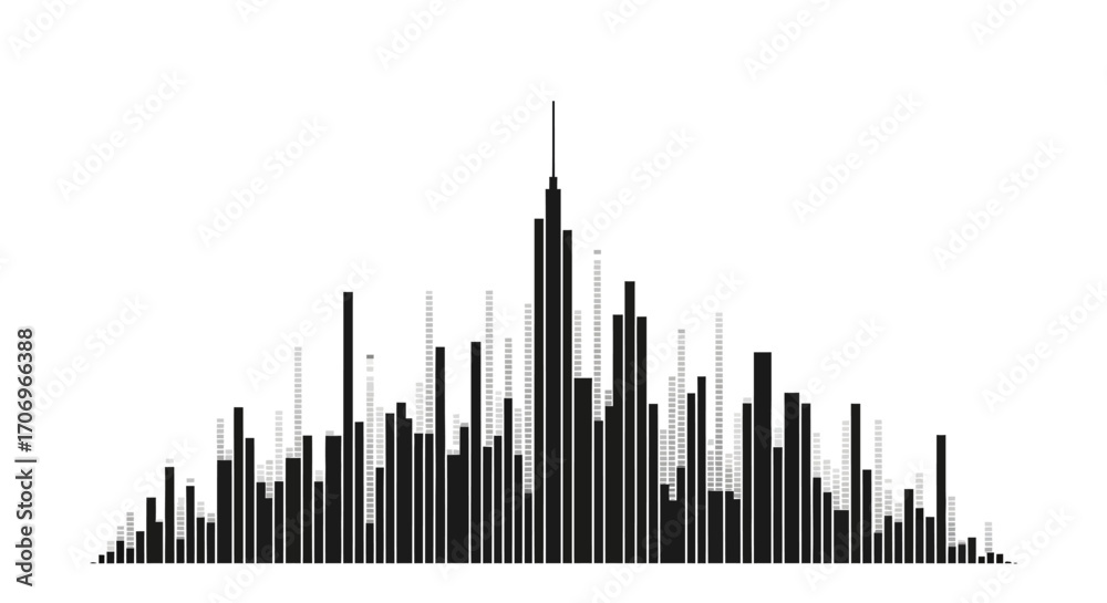 Obraz premium A black graphic illustration of a sound wave or music frequency chart on International Music Day, against a clean white background.