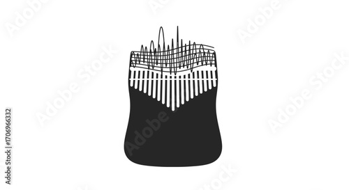 A black xylophone with metal keys on a white background, conveying a sense of music and International music Day with a minimalist composition.