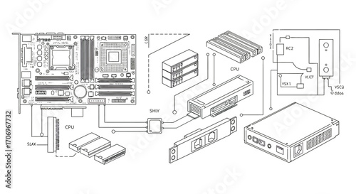 diagram showing computer motherboard components and connections
