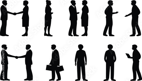 Business People Silhouettes in Various Poses women