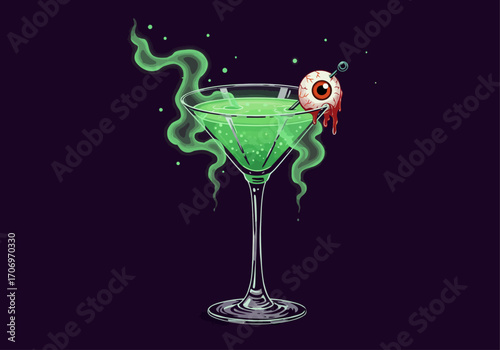 Spooky Halloween Cocktail with Eyeball Garnish