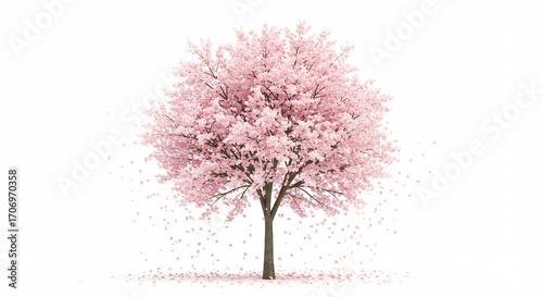 春の柔らかな光に包まれた、満開の桜の美しい木. AI Generated