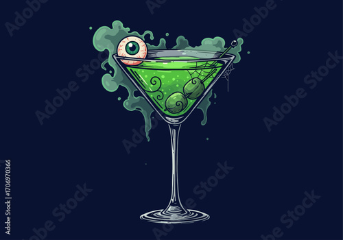 Spooky Halloween Cocktail with Eyeball Garnish