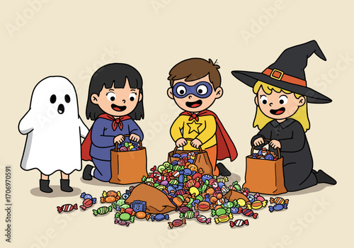 Kids Comparing Halloween Candy Haul
