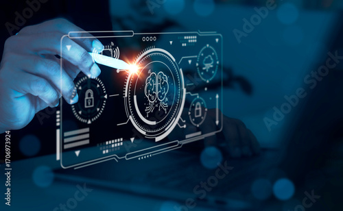 A person using AI assistant with LLM, big data, machine learning, and generative AI powers prompt engineering and supports agentic AI for advanced business applications.