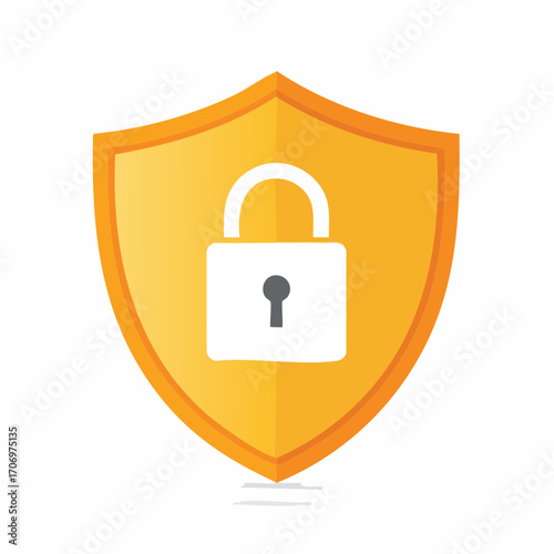 Secure data protection concept featuring a shield and lock, safeguarding digital information.