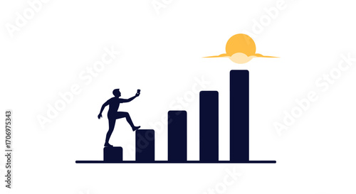 Visualizing professional growth and reaching new heights towards a brighter future