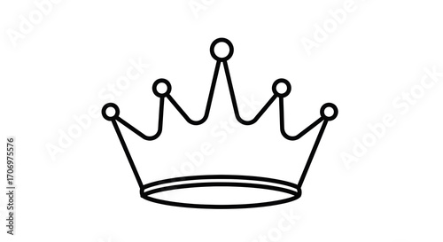 Crown Line Art Simple Minimalist Design Black and White Outline