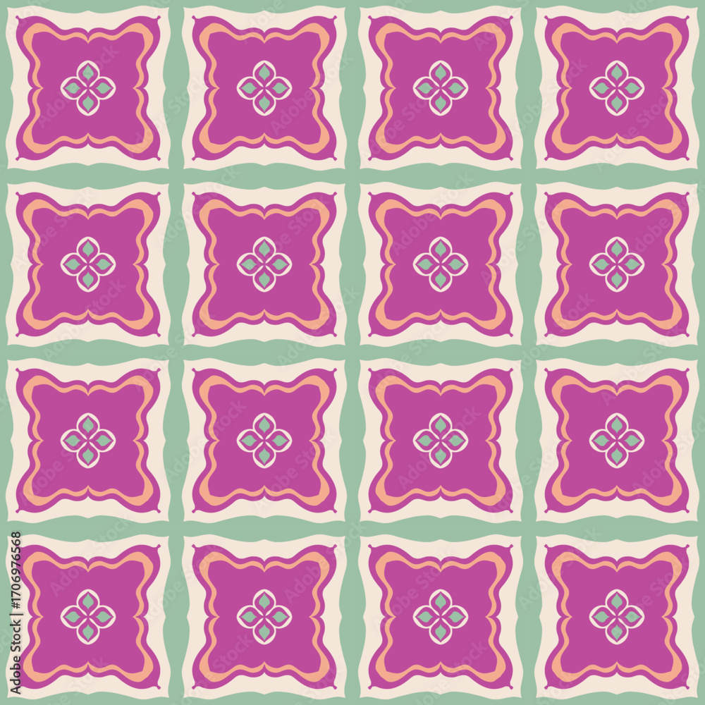 Pink Fuchsia Classic Geometric Tile Pattern Pink Fuchsia Classic Geometric Tile Pattern