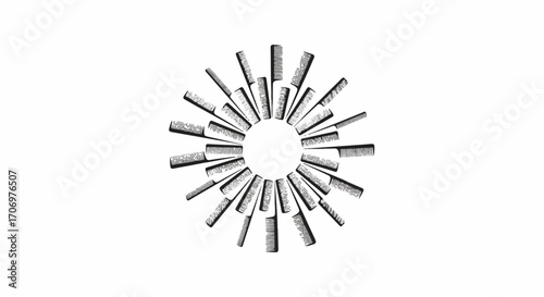 A creative arrangement of hair accessories on a plain background, celebrating National Hair Day with a modern and sleek aesthetic.