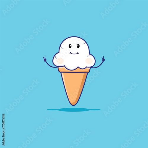 Cute Ice Cream Cartoon Vector