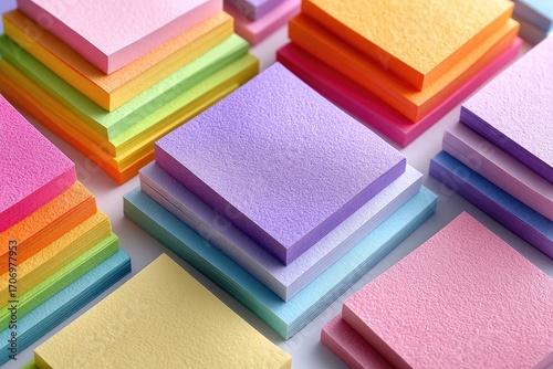 Wallpaper Mural Colorful Stacks of Square Notepads on White Background Torontodigital.ca