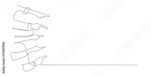Pointing Hands Continuous Line Drawing Vector on White Background.