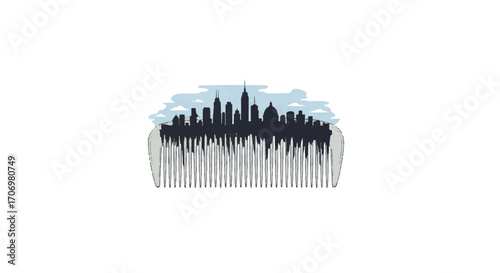 A wide-tooth comb with dark hair tangled in it, against a clean white background, conveying a sense of grooming and hair care on National Hair Day.