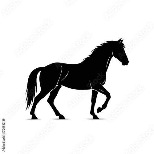 Elegant Horse Silhouette Illustration for Equestrian Design Projects and Stock Imagery Use, Suitable for Logos, Branding, and Creative Visual Compositions