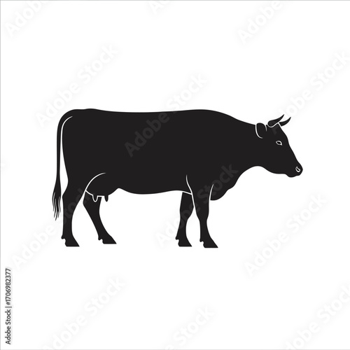 Silhouette of a Cow Standing, Ideal for Dairy Farm Promotion, Agricultural Education Materials, or Livestock Industry Graphics.