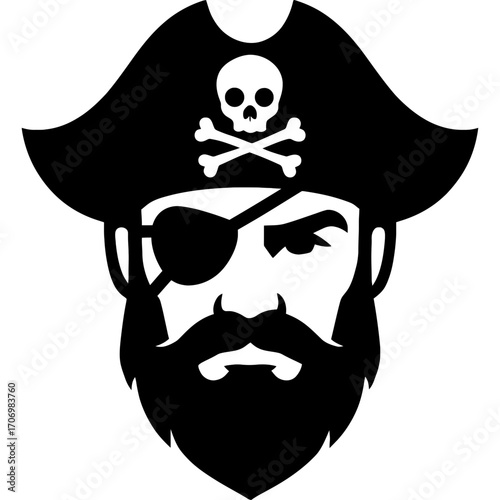 Minimalistic black silhouette of privateer head