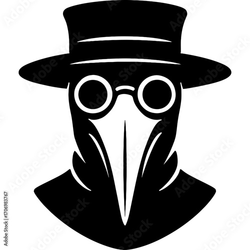 Minimalistic plague doctor head silhouette