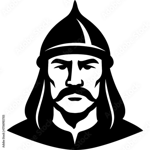 Minimalistic steppe scout head silhouette