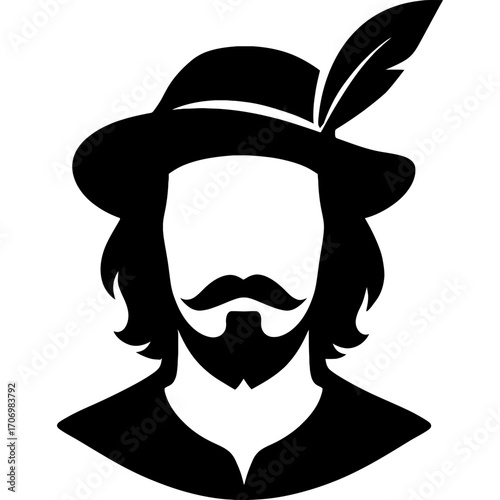 Minimalistic troubadour head silhouette
