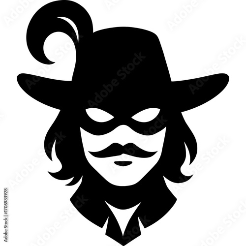 Minimalistic black duelist head silhouette
