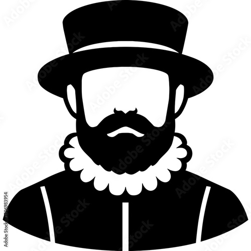 Minimalistic black silhouette of yeoman head