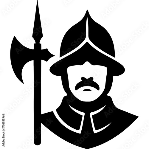Minimalistic halberdier guard silhouette