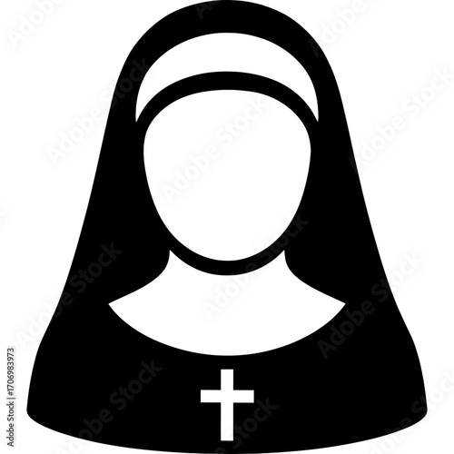 Minimalistic black nun silhouette