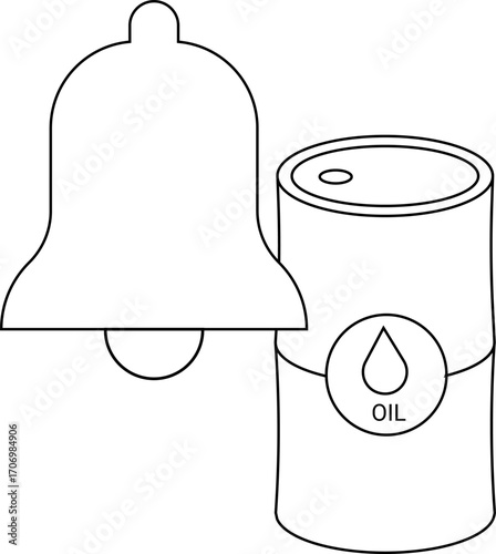 bell icon and oil barrel icon with white background