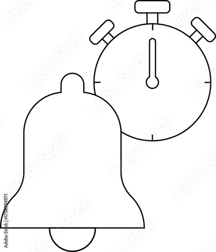 bell icon and stopwatch icon with white background