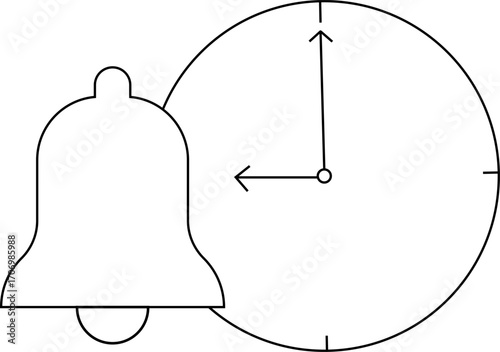 bell icon and wall clock icon with white background