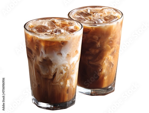 Wallpaper Mural Two glass jar of Ice americano and iced coffee Close up or black cold brew serve on wooden tray table. popular drink menu in the summer Torontodigital.ca