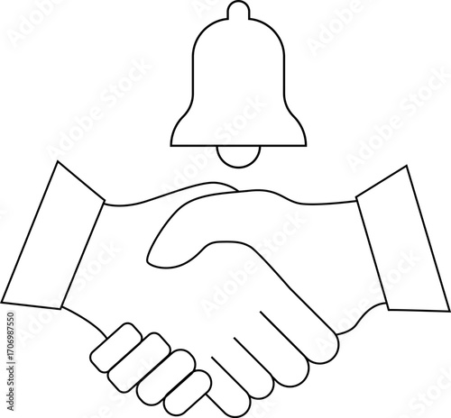 bell icon and shaking hands icon on a white background