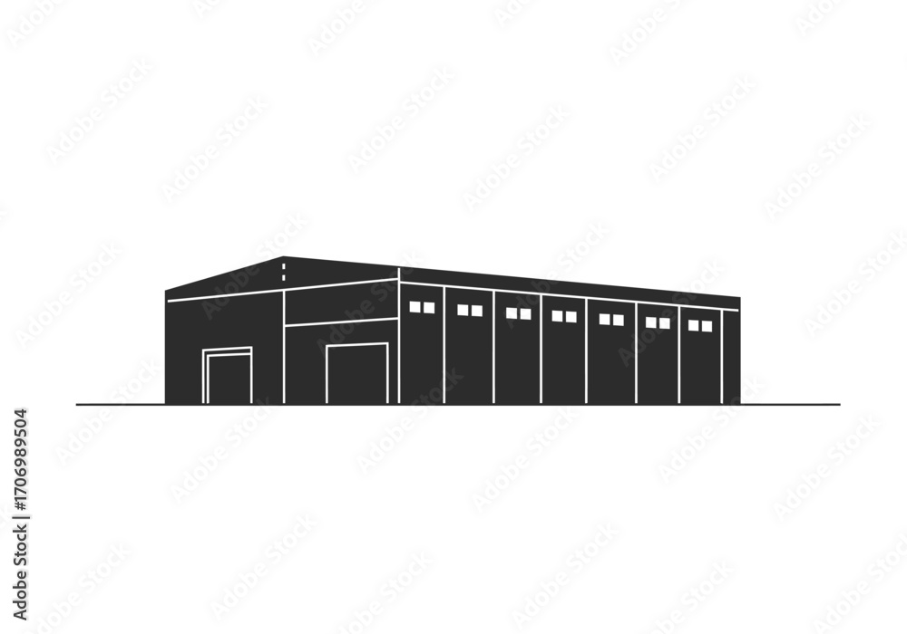 Obraz premium Simple Black and White Warehouse Illustration.