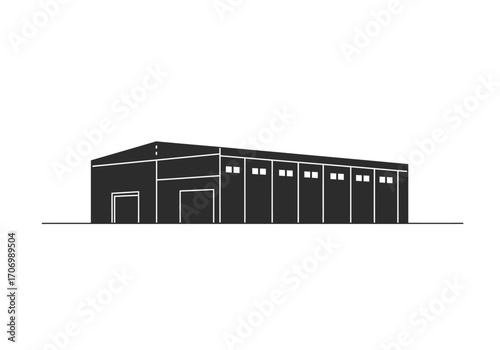 Simple Black and White Warehouse Illustration.