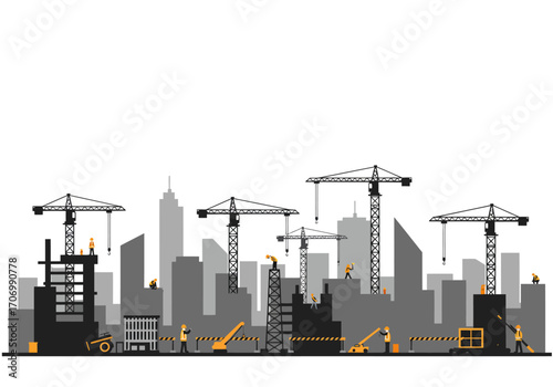 Construction Site in City Skyline.