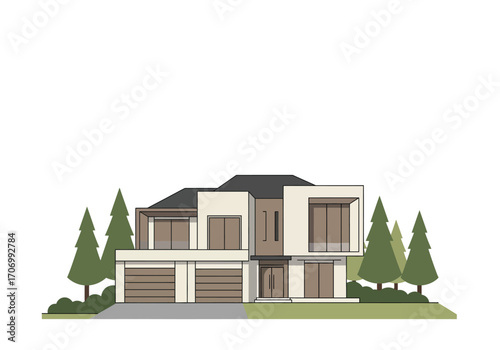 Modern Two-Story House Architectural Design.