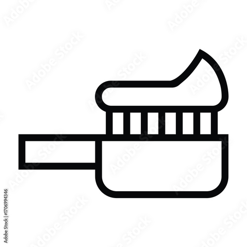 Simple line art icon of toothpaste on a toothbrush
