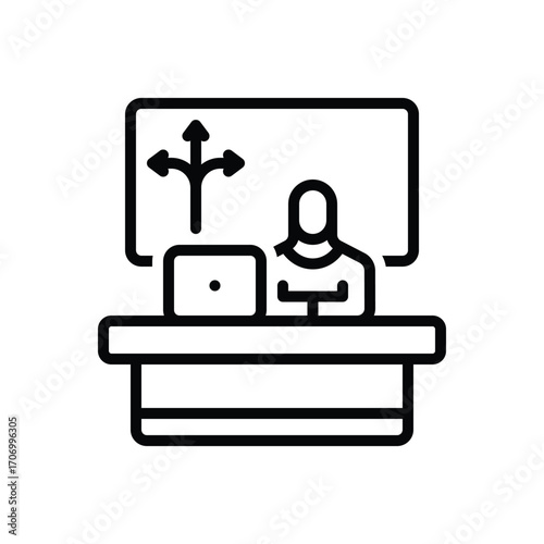 Black line icon for expert guidance