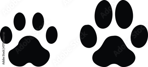 cat and dog paw prints vector icon 
