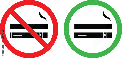 No smoking, No vaping combined sign. Smoking & vaping area or allowed symbol. High resolution vector icon 
