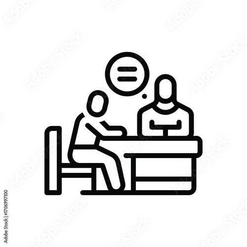 Black line icon for advisory support