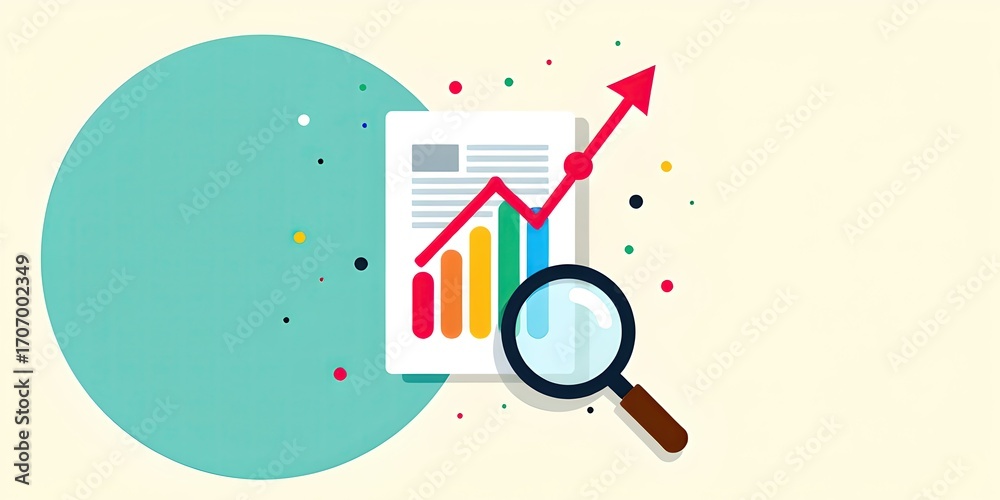 Obraz premium Minimalist Vector Design Featuring Teal Elements and Data Growth Chart