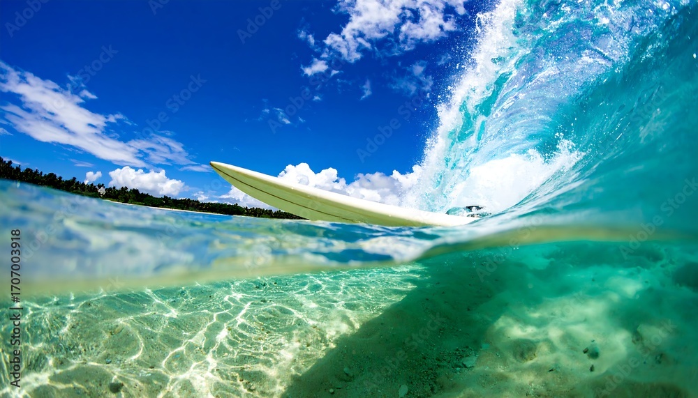 Fototapeta premium Surfer's wave, turquoise water