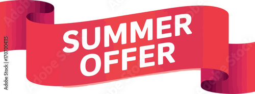 Bright red banner announces exciting summer sale offers